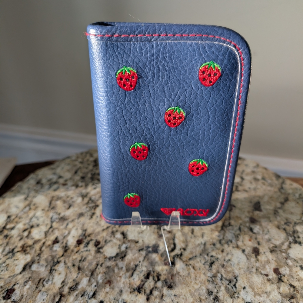 Roxy Blue Wallet with Strawberry Embroidery